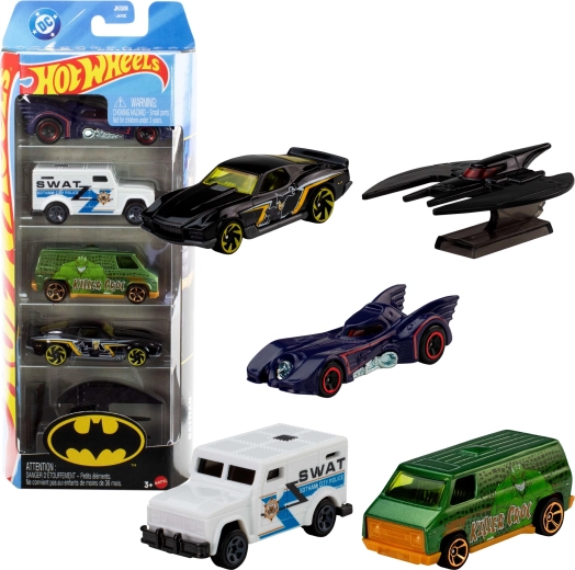 Hot Wheels DC Batman – sada 5 kovových autíčok 1:64 (cca 7 cm)