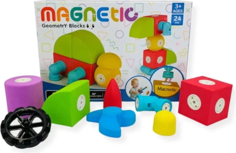 Magnetické penové stavebné kocky Tong LE, 24 dielov