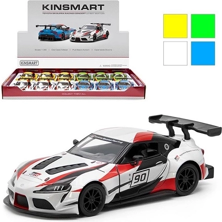 Toyota GR Supra Racing Concept pretekársky koncept – kovový model auta 1:36 s pull-back