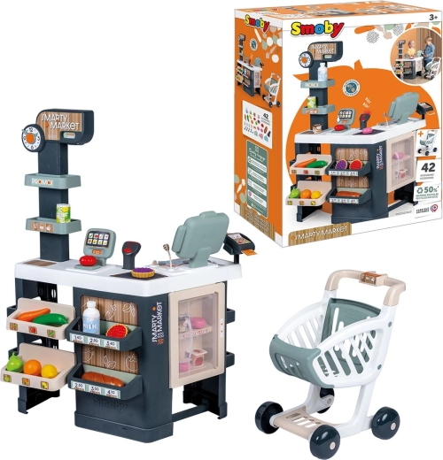 Smarty Market detský supermarket s pokladňou a nákupným vozíkom