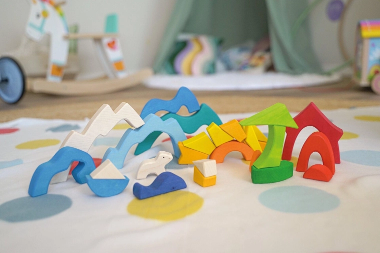 Drevené krajinné puzzle s ľadovým medvedíkom - 1 kus