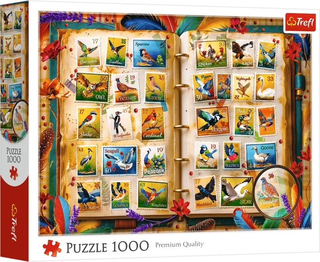 Trefl puzzle 1000 dielikov atlas vtákov – zbierka známok