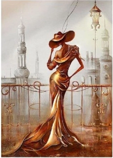 Diamantové maľovanie – žena na balkóne 30 × 40 cm