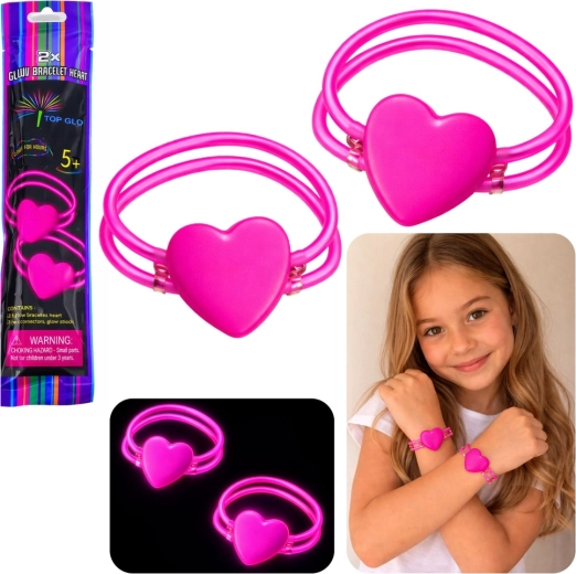 Dvojité svietiace náramky srdce neon glow stick – sada