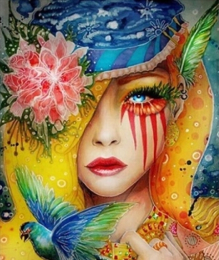 Diamantové maľovanie Farebný vták 30 × 40 cm