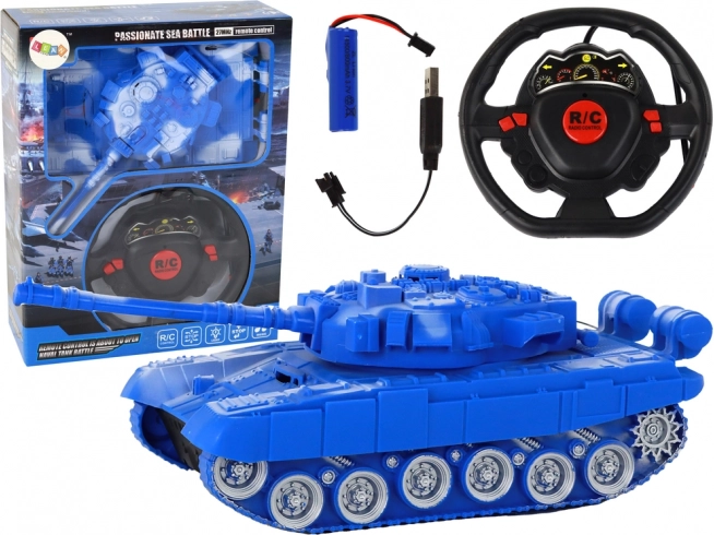 Zábavný RC tank Modrý 1:18 27MHz