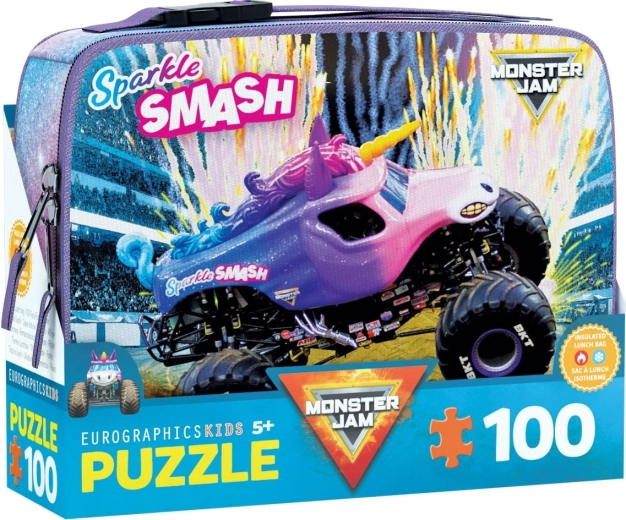 Puzzle v desiatovom boxe MONSTER JAM Sparkle Smash 100 dielikov