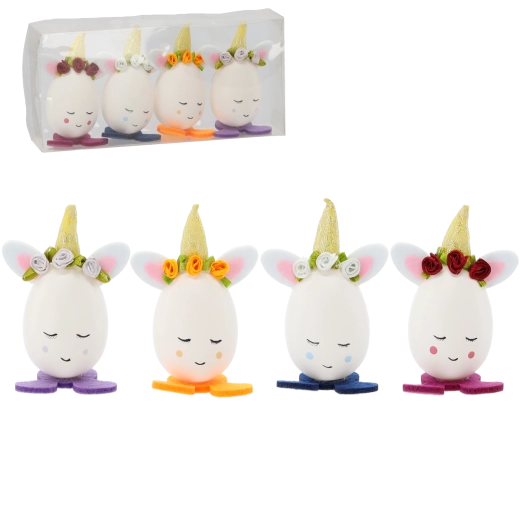 Veľkonočné dekorácie vajíčka s uškami a čiapočkou, sada 4 ks CHOMIK