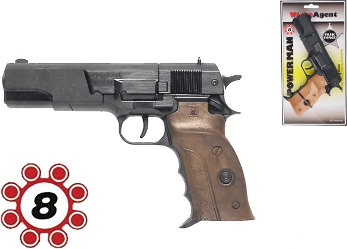 Kapsľová pištoľ Power Man 22 cm na 8-ranové kapsle