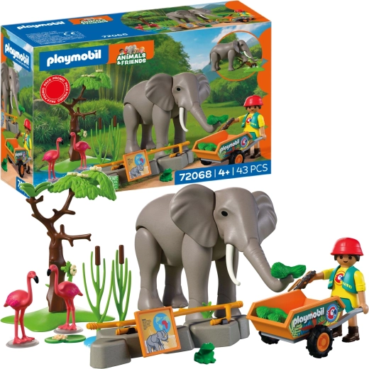 Playmobil Animals & Friends slon s ošetrovateľkou a doplnkami, 43 dielov