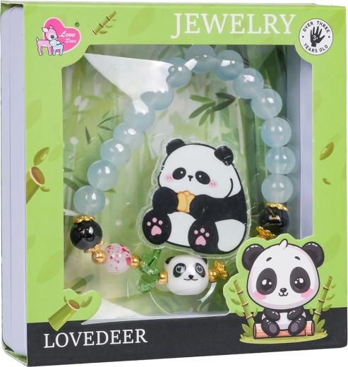Detská súprava šperkov Panda s modrým náramkom