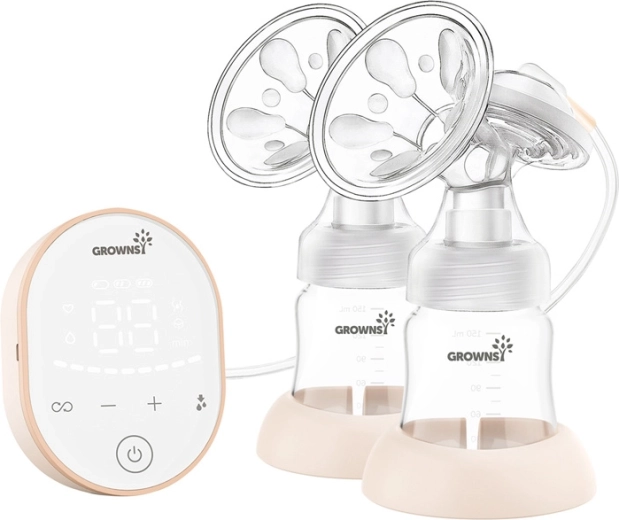 Dvojitá elektrická odsávačka materského mlieka Grownsy – ružová