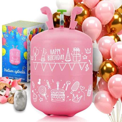 Jednorazová héliová fľaša 0,20 m³ s balónikmi a stuhou RICOKIDS
