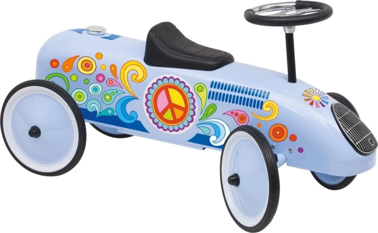 modré závodné odrážadlo v štýle 60. rokov