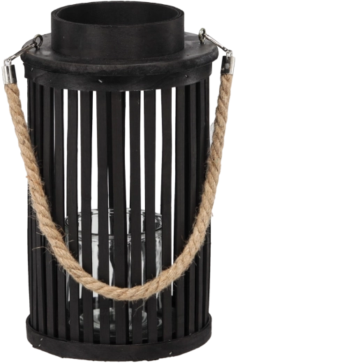 Drevený lampáš 30 × 20 cm čierny