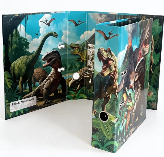 Dizajnový pákový zakladač A4 7,5 cm – svet dinosaurov