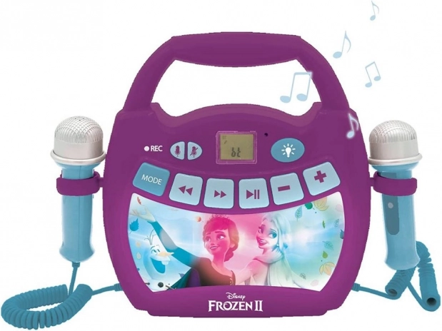 Karaoke reproduktor Disney Frozen s mikrofónmi a osvetlením