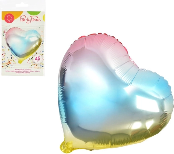 Dúhový fóliový balónik srdce 45 cm
