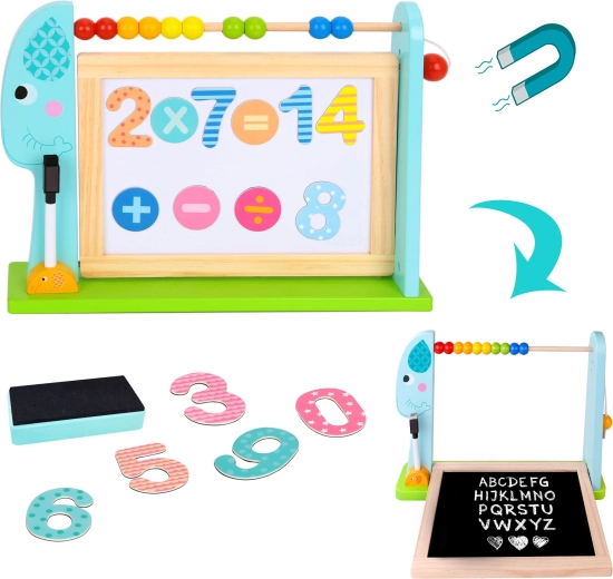 TOOKY TOY obojstranná vzdelávacia tabuľa slon s počítadlom