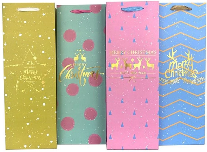 Vianočná darčeková taška na víno 36 × 12,5 × 8,5 cm (mix motívov)