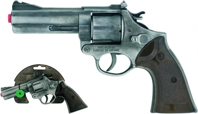 Policajný revolver Gold collection strieborný kovový 12 rán