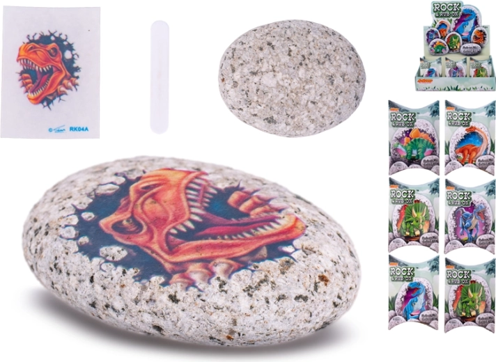 Kamienok so samolepkou dinosaura pre deti