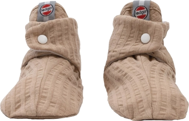 Lodger bavlnené capačky Slipper Seersucker béžové 0–3 mesiace