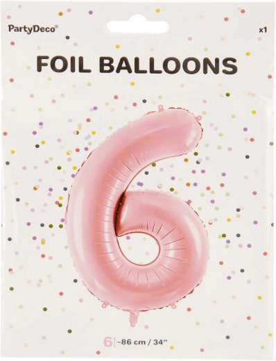 Fóliový balónik číslo 6 ružový 86 cm