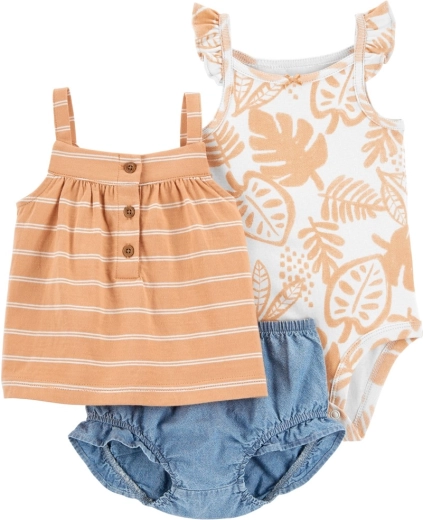 Carter's 3-dielny set pre bábätko Brown Palm – body na ramienka, tielko a nohavičky pre dievčatko