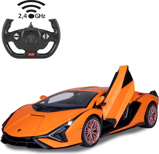 Jamara Lamborghini Sián FKP 37 RC auto na diaľkové ovládanie 1:14 oranžové 2,4 GHz, manuálne dvere - 1 kus
