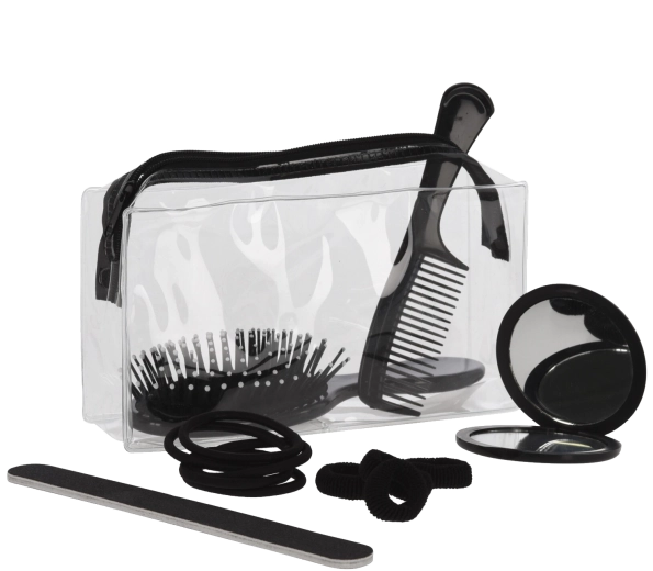 Kozmetická taštička s príslušenstvom, ružová, 15-dielna sada