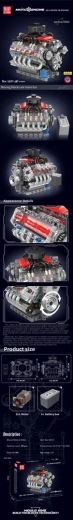 Stavebnica Mould King motor V8, 488 dielikov