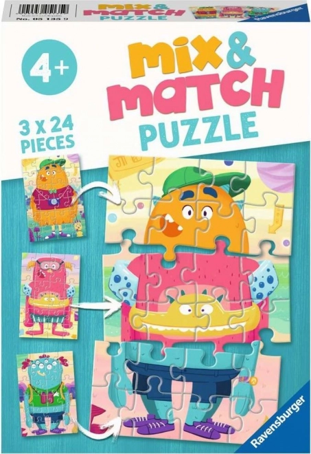 Ravensburger Puzzle Mix & Match: Smiešne Príšery 3x24 dielikov