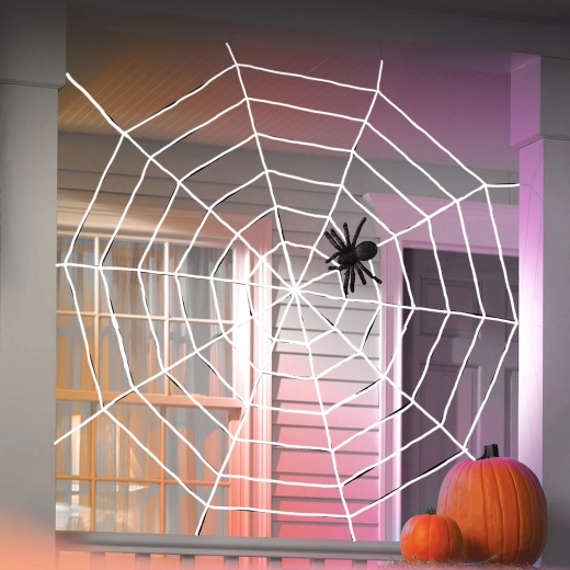 Halloweenska pavučina s pavúkom biela 130 × 130 cm