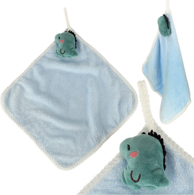 Detský uteráčik do škôlky 30 × 30 cm – modrý dinosaurus