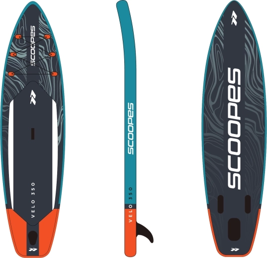 Nafukovací SUP paddleboard LAGO 350 cm so sadou príslušenstva, sivý