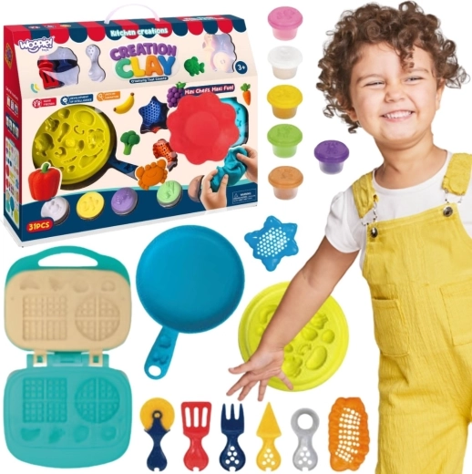 Woopie Creation Clay sada modelíny s vaflovačom a kuchynskými doplnkami (39 ks)