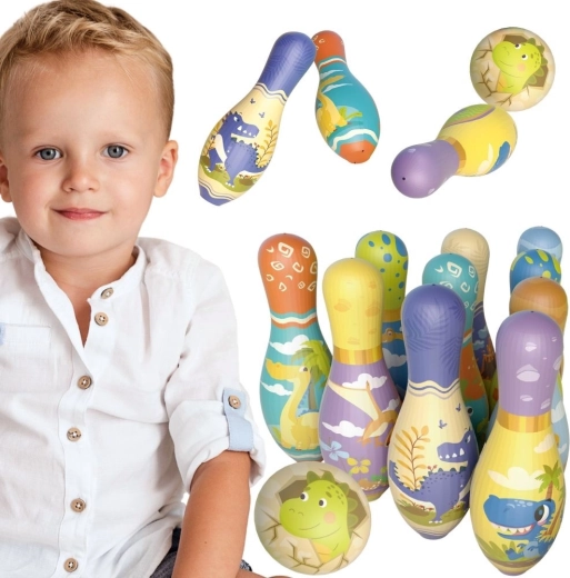 Mäkké detské kuželky s dinosaurami Woopie – 12 ks
