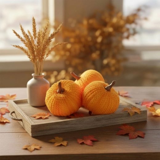 Jesenná dekorácia tekvice s klipom, oranžová, 3 kusy