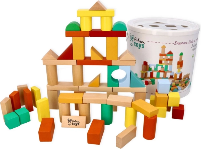 Adam Toys drevené kocky so sorterom 100 ks