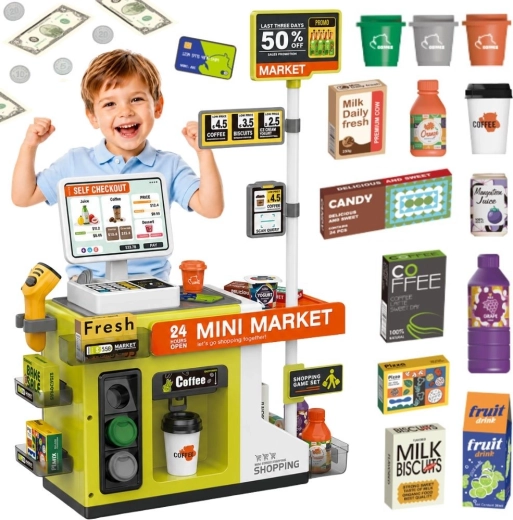 Woopie detská samoobslužná pokladňa mini market s kaviarňou - 1 kus