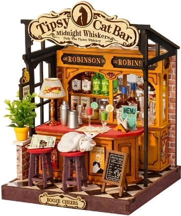 RoboTime Rolife DIY miniatúra domčeka Tipsy Cat Bar