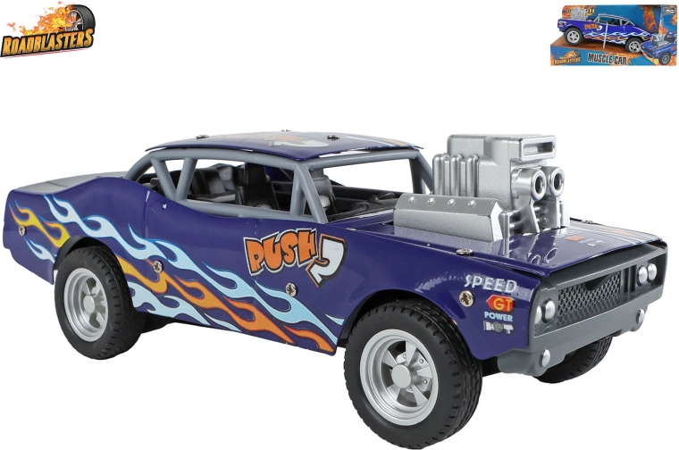 Roadblasters modré kovové autíčko muscle car so zotrvačníkovým pohonom 20 cm
