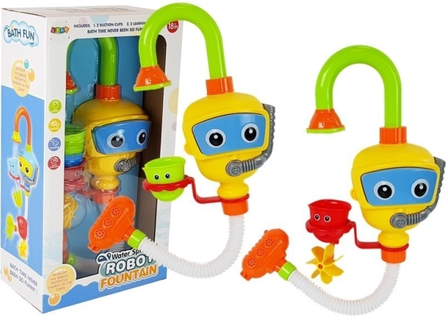 Farebný robot na kúpanie s vodopádom a šálkami