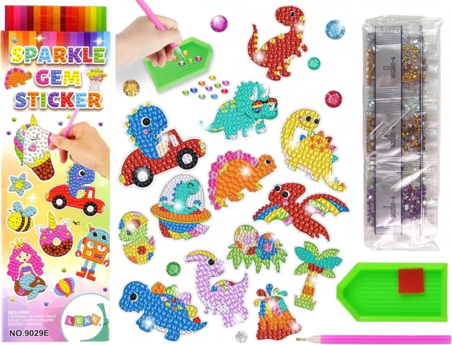 Diamantová Mozaika Samolepky Dinosaury