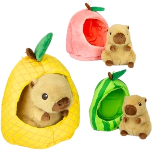 Plyšová kapybara v ovocnom domčeku 15 cm