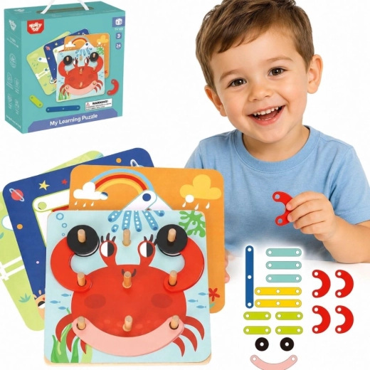 Drevená mozaika a navliekacie puzzle 30 dielov Tooky Toy