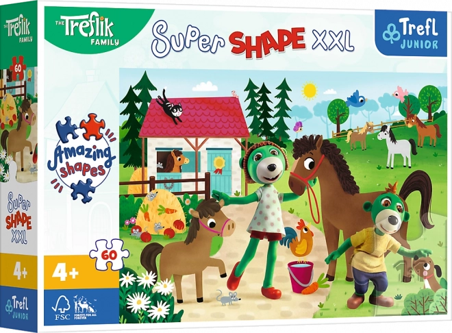 Puzzle Super Shape XXL TREFLÍCI na konskej farme 60 dielikov