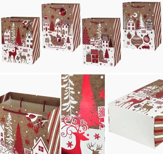 Vianočná darčeková taška 14 × 17 × 7 cm – mix motívov