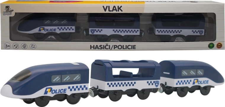 Babu vláčik polícia s magnetickými vagónmi na batérie